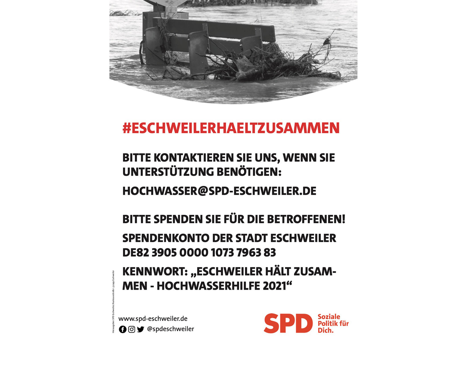 Spendenaufruf für Stadt Eschweiler
